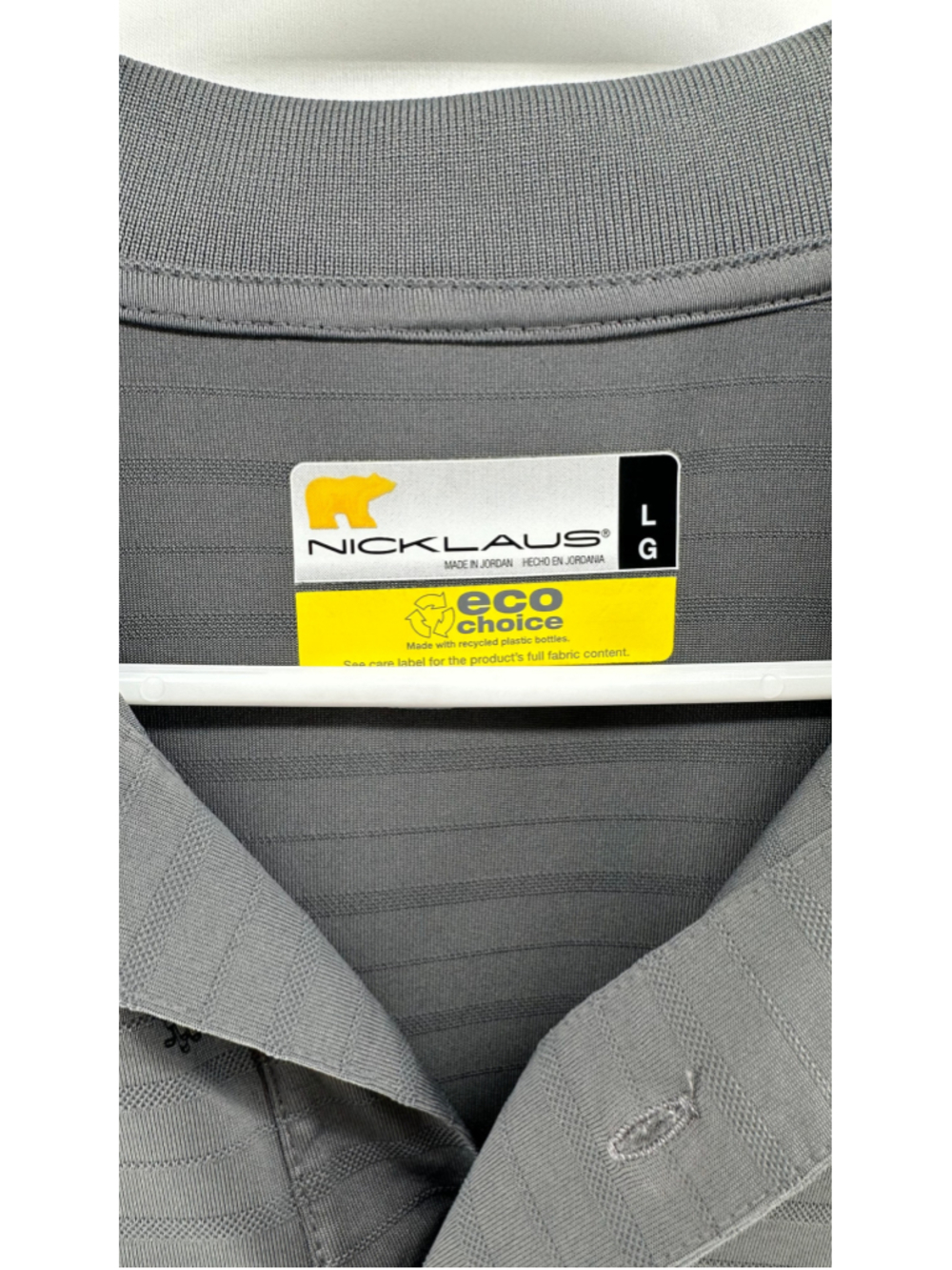 Men's L NICKLAUS Gray GOLF BAG PRINT Polo SS Shirt DRI-FIT Eco Choice Recycled - Picture 5 of 10